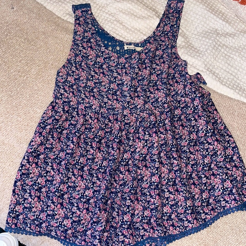 Cutest Floral Romper With Crochet Back